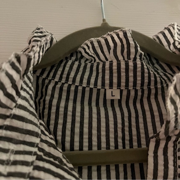 Striped Ruffle Button-Up Shirt - Picture 2 of 2